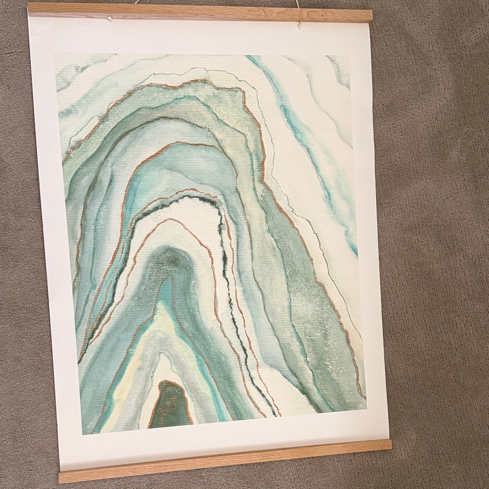 Abstract Green and White Wall Art